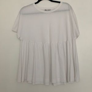 Zara White Peplum Tee